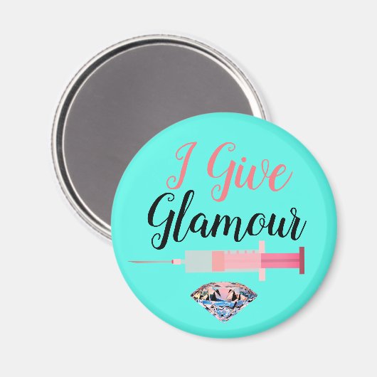 Glamoureuze verpleegster schoot blauwgroen roze sc magneet (Voorkant / Achterkant)