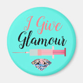 Glamoureuze verpleegster schoot blauwgroen roze sc magneet (Voorkant)