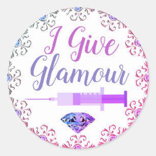 Glamoureuze verpleegster shot roze paarse schattig ronde sticker