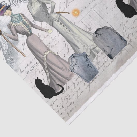 Glamoureuze Victoriaans heks Halloween Collage Tissuepapier (Detail)