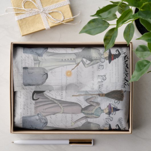 Glamoureuze Victoriaans heks Halloween Collage Tissuepapier (Geschenk)