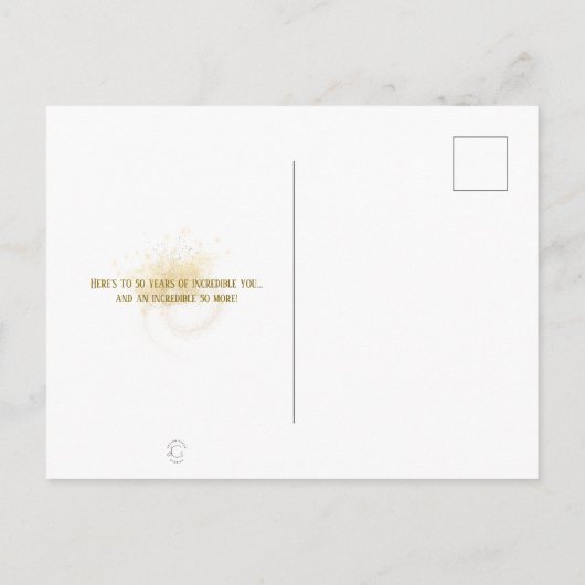 Glamoureuze Virtual Black & Gold 50 & Fab Verjaard Uitnodiging Briefkaart (Achterkant)
