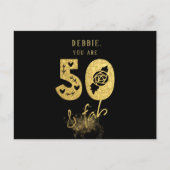 Glamoureuze Virtual Black & Gold 50 & Fab Verjaard Uitnodiging Briefkaart (Voorkant)