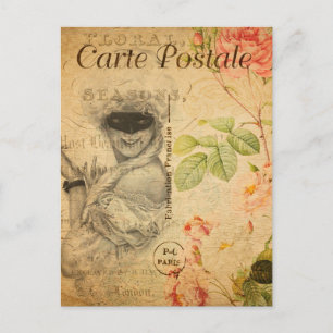  Glamoureuze Vrouw met Masker Frans Briefkaart