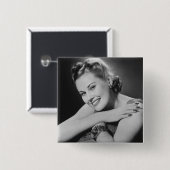 Glamoureuze vrouw vierkante button 5,1 cm (Voorkant /achterkant)