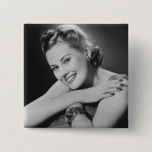 Glamoureuze vrouw vierkante button 5,1 cm (Voorkant)