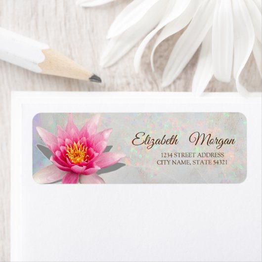 Glamoureuze Waterverf Lotus Opal Holografisch Etiket (Insitu)