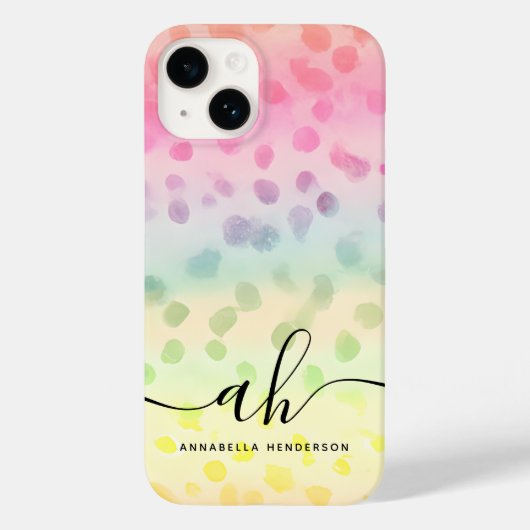 Glamoureuze Waterverf Stippen Verloop Kleur Naam Case-Mate iPhone Case (Achterkant)