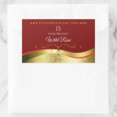Glamoureuze Wavy Gold Decor Donkerrood Monogram La Rechthoekige Sticker (Tas)