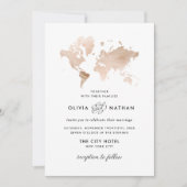 Glamoureuze Wereldkaart | Elegant Travel Theme Wed Kaart (Voorkant)
