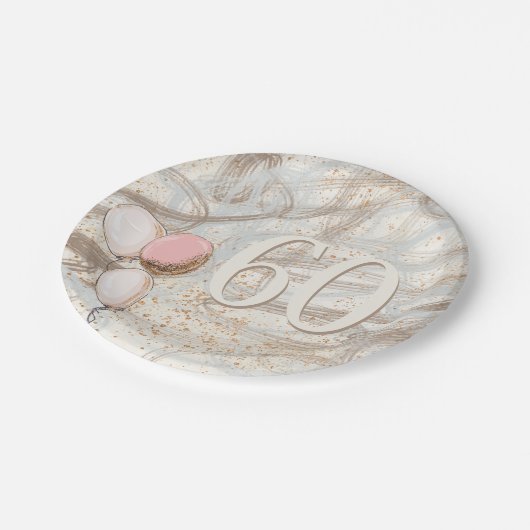 Glamoureuze wervelingen Gouden Confetti Naam 60e V Papieren Bordje (Gekanteld)