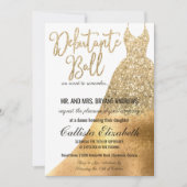 Glamoureuze White Gold Glitter Dress Debutante Dan Kaart (Voorkant)