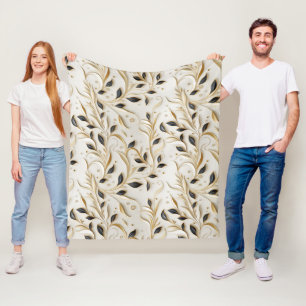 Glamoureuze wit goud en zwart naadloze patronen fleece deken