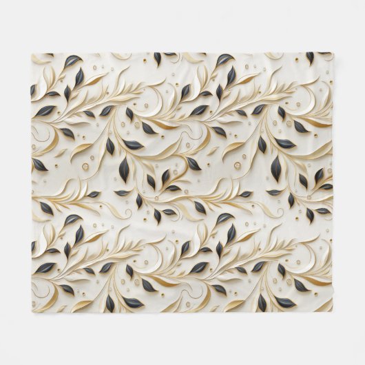 Glamoureuze wit goud en zwart naadloze patronen fleece deken (Voorkant (Horizontaal))
