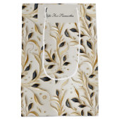 Glamoureuze wit goud en zwart naadloze patronen medium cadeauzakje (Achterkant)