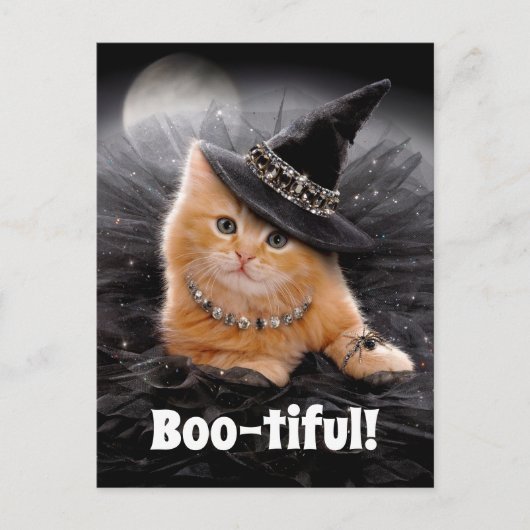 Glamoureuze Witch Kitten Uitnodiging Briefkaart (Voorkant)