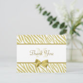 Glamoureuze witte en gouden zebra print Dank u Briefkaart (Staand voorkant)