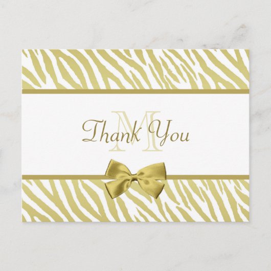 Glamoureuze witte en gouden zebra print Dank u Briefkaart (Voorkant)