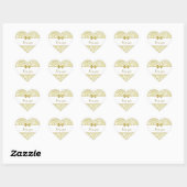 Glamoureuze Witte en Gouden Zebra Print Prijs Labe Hart Sticker (Vel)