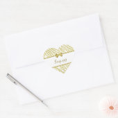 Glamoureuze Witte en Gouden Zebra Print Prijs Labe Hart Sticker (Envelop)