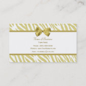 Glamoureuze witte en gouden zebraprint met monogra visitekaartje (Achterkant)