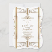 Glamoureuze witte Roaring 20's Great Gatsby Doop Kaart (Voorkant)