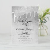 Glamoureuze Zilveren Dikke Glitter Drips Bachelore Kaart (Staand voorkant)