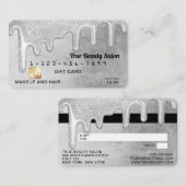 Glamoureuze Zilveren Dikke Glitter Druppels Gift C Visitekaartje (Voorkant / Achterkant)