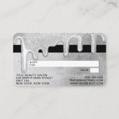 Glamoureuze Zilveren Dikke Glitter Druppels Gift C Visitekaartje (Achterkant)