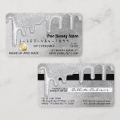 Glamoureuze Zilveren Dikke Glitter Drupt Krediet Visitekaartje (Voorkant / Achterkant)