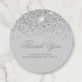 Glamoureuze zilveren glitter bedankjes labels
