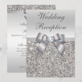 Glamoureuze Zilveren Pailletten Boog Bruiloftsrece Kaart (Voorkant / Achterkant)