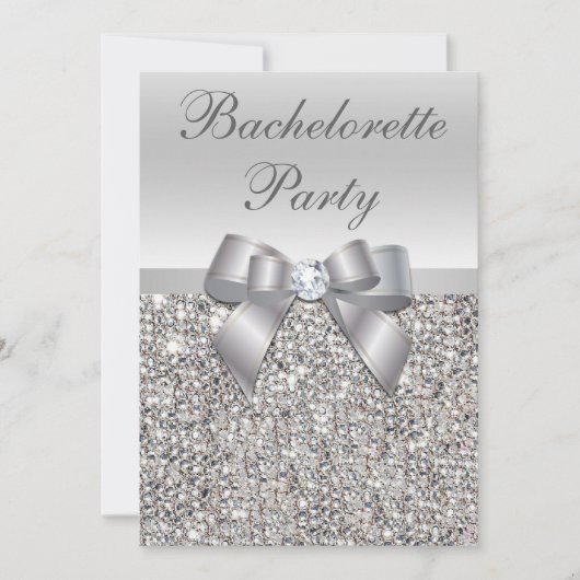 Glamoureuze zilveren pailletten Bow Bachelorette P Kaart (Voorkant)