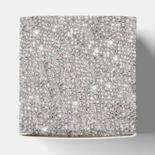 Glamoureuze zilveren pailletten Bow Diamond Bedankdoosjes (Bovenkant)
