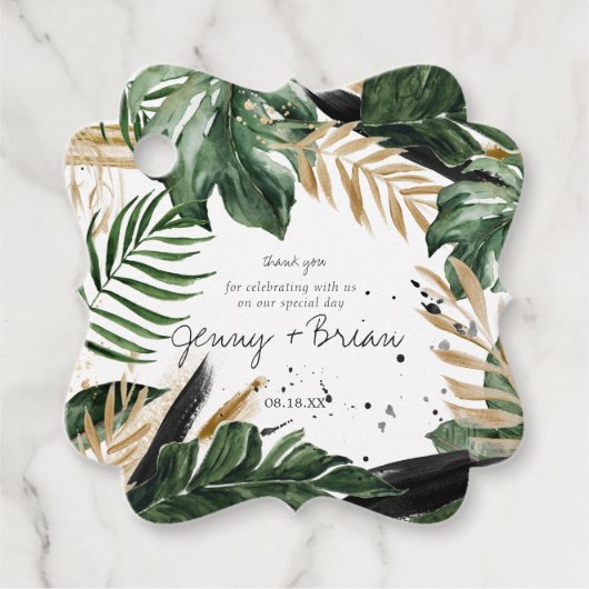 Glamoureuze zomer groen bruiloft dank u bedankjes labels (Voorkant)