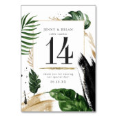 Glamoureuze zomer groen bruiloft tafel nummer kaart (Achterkant)