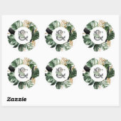 Glamoureuze zomergroen | Boho Wedding Monogram Ronde Sticker (Vel)