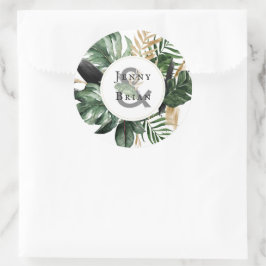 Glamoureuze zomergroen | Boho Wedding Monogram Ronde Sticker