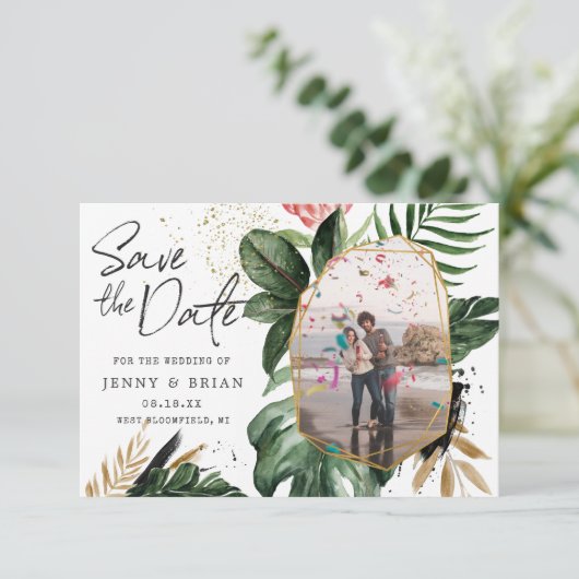 Glamoureuze zomergroen | De foto bewaart de Datum Save The Date (Staand voorkant)