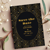 Glamoureuze zwart en goud Art Deco bruiloft Save The Date