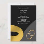 Glamoureuze zwart goud bruiloft decor uitnodiging (Voorkant)