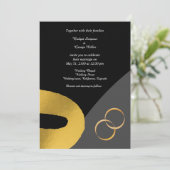 Glamoureuze zwart goud bruiloft decor uitnodiging (Staand voorkant)