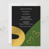 Glamoureuze zwart goud bruiloft decor uitnodiging (Voorkant)