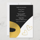 Glamoureuze zwart goud bruiloft decor uitnodiging (Voorkant)