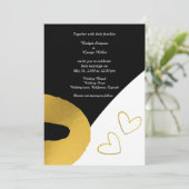 Glamoureuze zwart goud bruiloft decor uitnodiging (Staand voorkant)