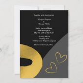 Glamoureuze zwart goud bruiloft decor uitnodiging (Voorkant)