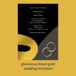 Glamoureuze zwart goud bruiloft decor uitnodiging