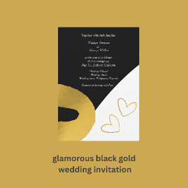 Glamoureuze zwart goud bruiloft decor uitnodiging