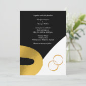Glamoureuze zwart goud bruiloft decor uitnodiging (Staand voorkant)