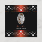 Glamoureuze Zwart Koper Ornamenten met Foto Vierkante Visitekaartje (Voorkant)
